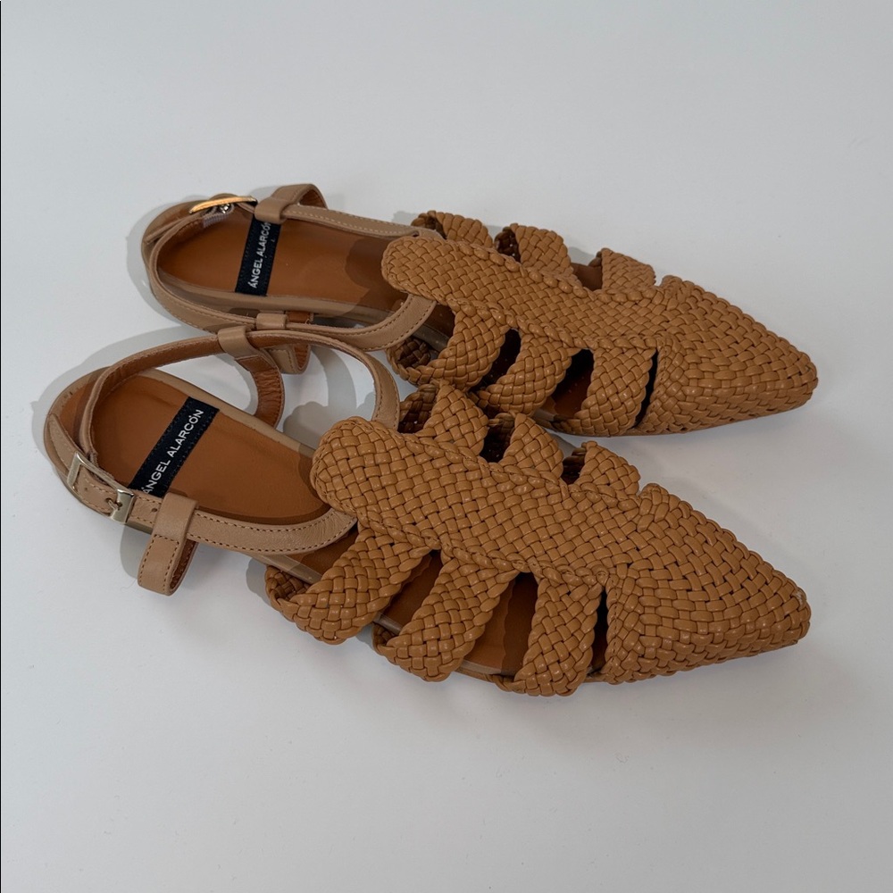 Anthropologie Angel Alarcon Fisherman Flats Tan Size 38 7 - Picture 4 of 9